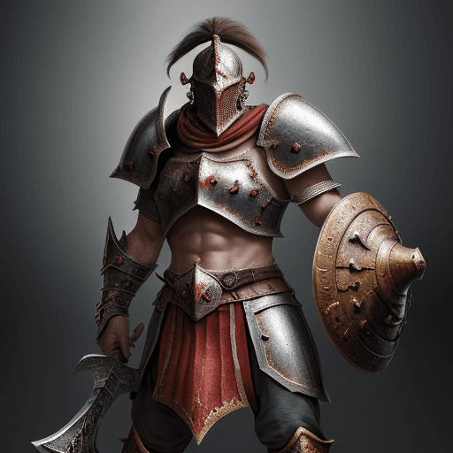 AI generated: Ultra high resolution photography of a medieval, Male, Khornate Chaos Warrior