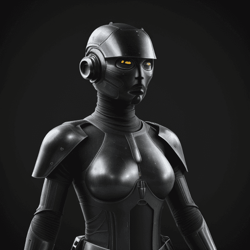 AI generated: High Definition Photo of a ultra realistic futuristic human tar warrior by the name of Daedalus