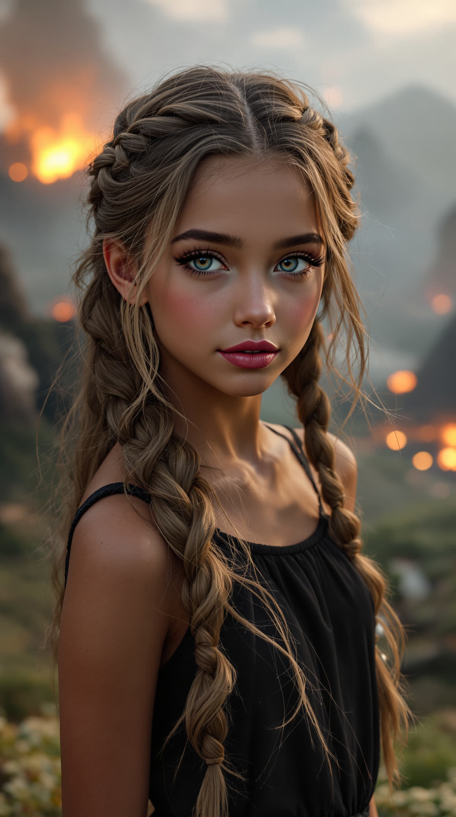 AI generated: A professional photograph showcasing Sarah, the most beautiful seventh-grade girl in the world, rend...