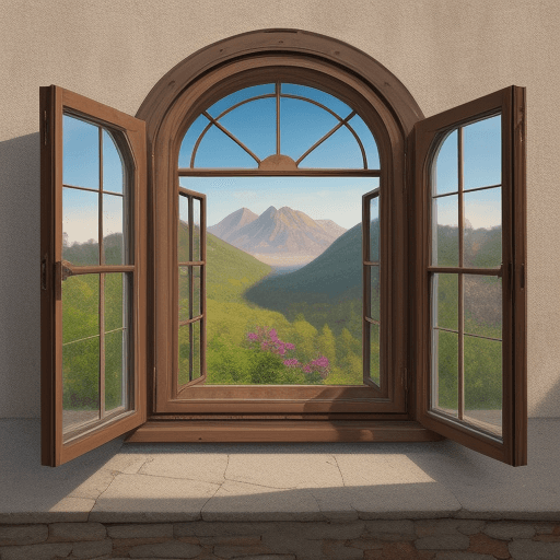 AI generated: pivoted window with a scenic beauty