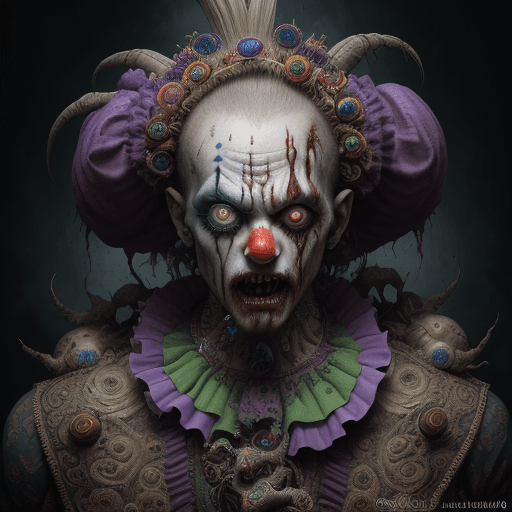 AI generated: Jared Padelecki ,zombie , uhd photorealisitc authentic psychotic angry madman wearing ornate clown c...