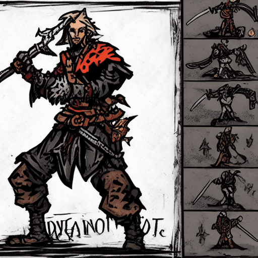 AI generated: darkest dungeon style warrior wielding a two-handed sword in a  dungeon
