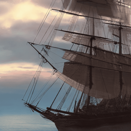 AI generated: Photo of a ultra realistic sailing ship, dramatic light, pale sunrise, cinematic lighting, battered,...