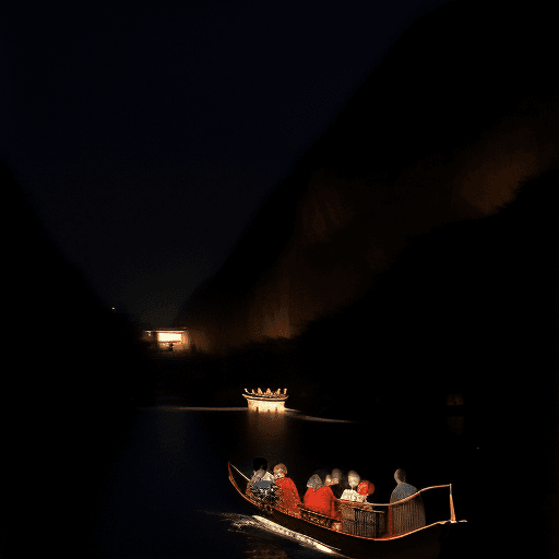 AI generated: We crossed the river in a boat at  night in china I have nothing to lose now.
we have to boat it