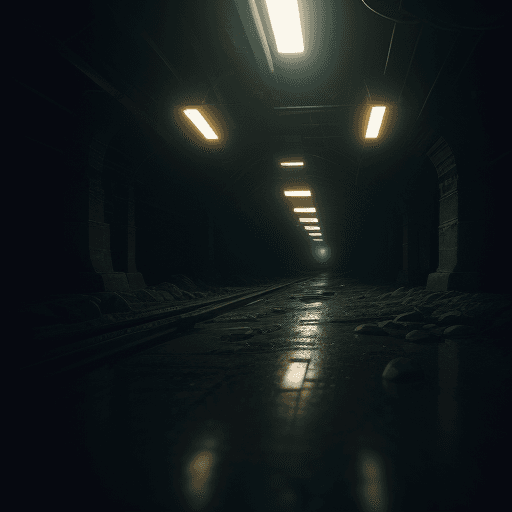 AI generated: Photo of an underground technologically old, dramatic light, cinematic lighting, battered, low angle...