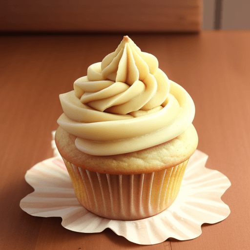 AI generated: a banana cupcake on a   have candy on top of it
 wooden table