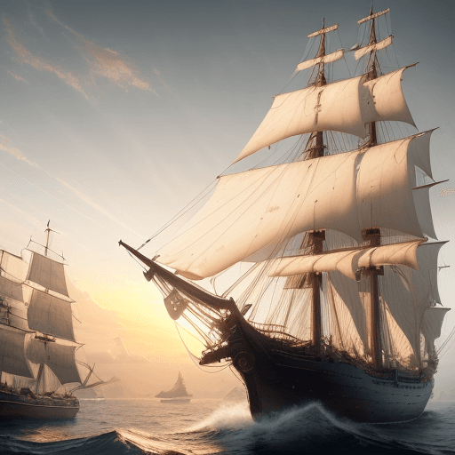 AI generated: Photo of a ultra realistic sailing ship, dramatic light, pale sunrise, cinematic lighting, battered,...