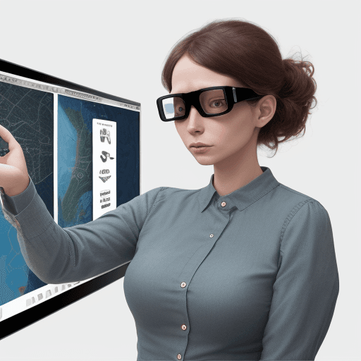 AI generated: 30 years old woman is trying augmented reality solution 