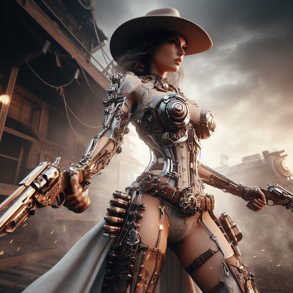AI generated:     extreme futuristic steampunk, full-height body, best quality, unreal engine, ultimate detailed, ...