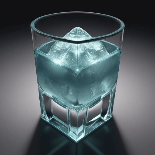 AI generated: 3d blue ice letters G.P. inside a green glass