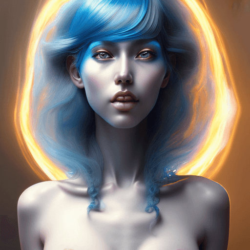 AI generated: portrait of a gorgeous blue hair female in the style of stefan kostic, realistic, half body shot, sh...
