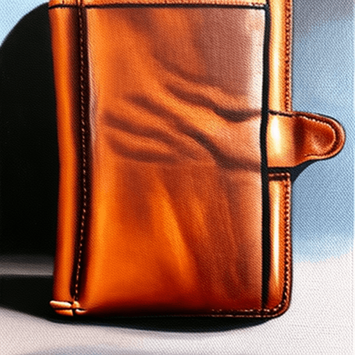 AI generated: An open leather wallet with no cash or credit cards inside. Style: oil painting