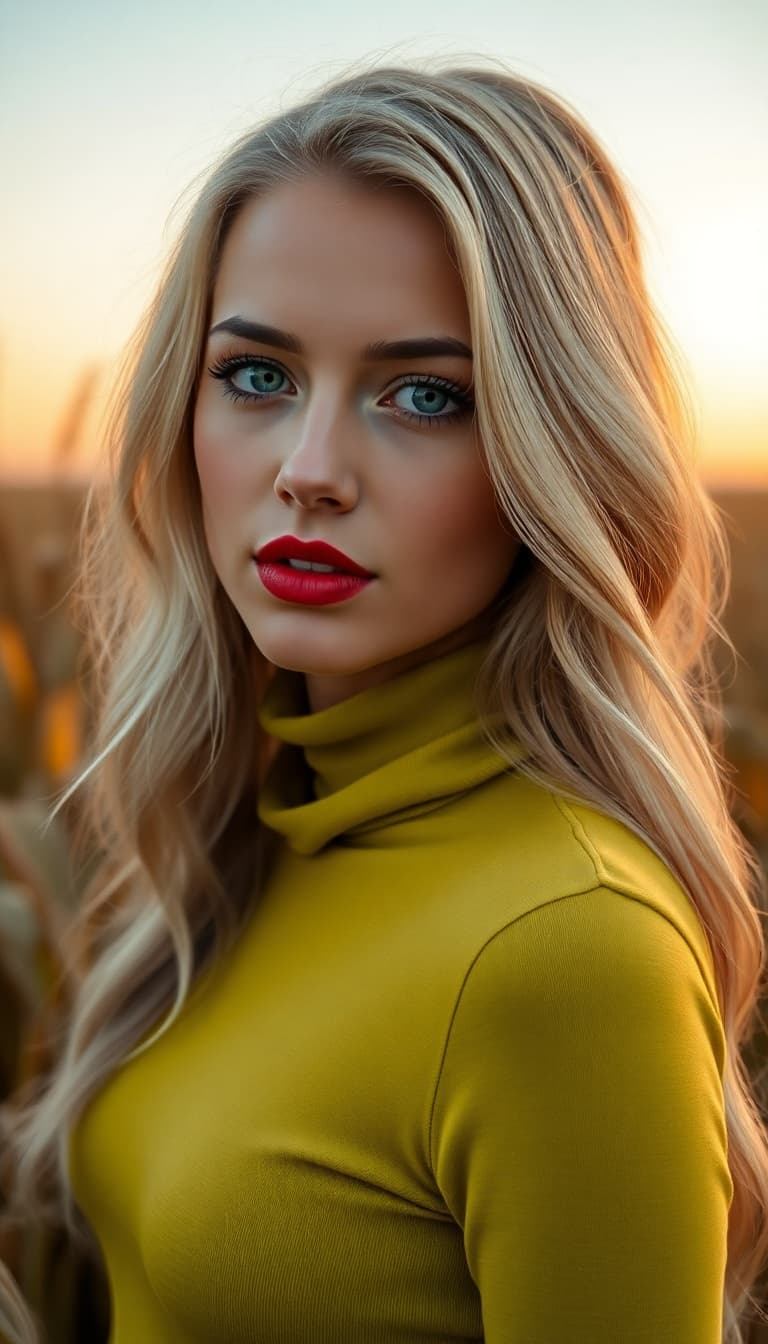 AI generated: "High resolution, head & shoulders, vertical, image, lithe supermodel, early 20's, light skin, cornf...