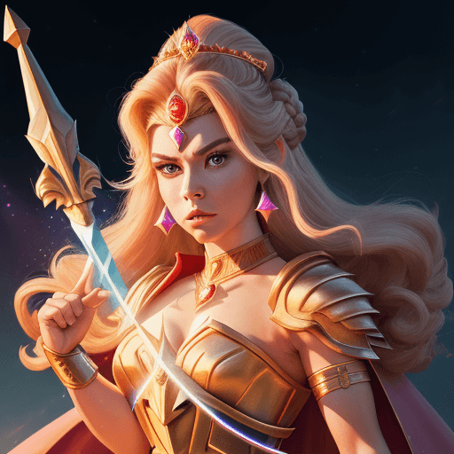 AI generated: Masterpiece,best quality,8k, RAW photo,solo, portrait of She-Ra, princess of power, stylish updo,ico...