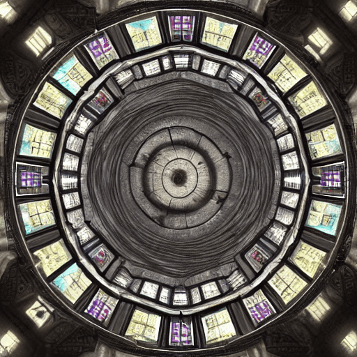 AI generated: staring up into the infinite celestial library, endless books, flying books, starry, sublime, superh...