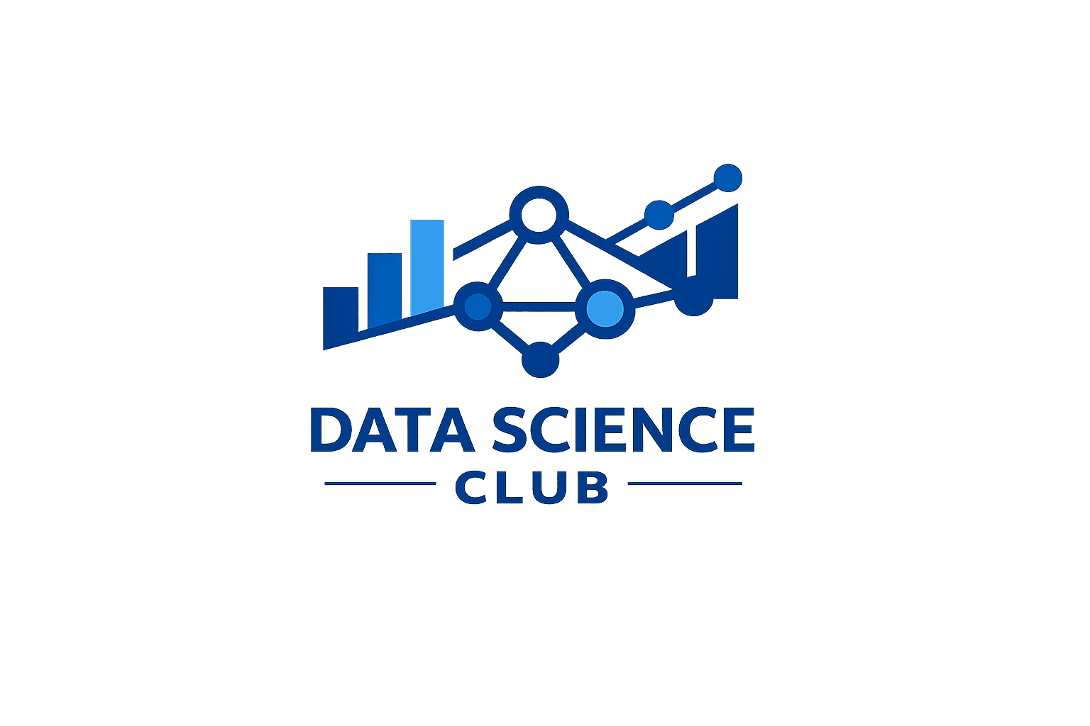 AI generated: A modern, minimal logo for a data science club, featuring abstract data nodes, charts, and neural ne...