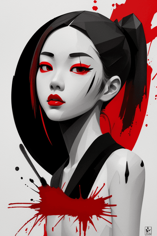 AI generated: aesthetic, 2 tone, black and white, simplified shapes, figurative, style mix of acrylic painting, wa...