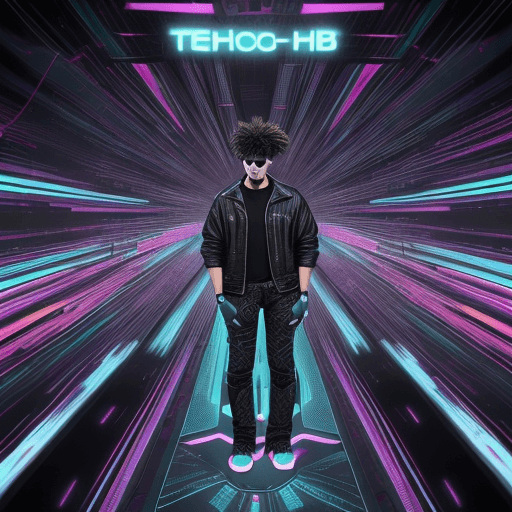 AI generated: ineed a fresh and funky background. Surprise me ..its for 
 techno
