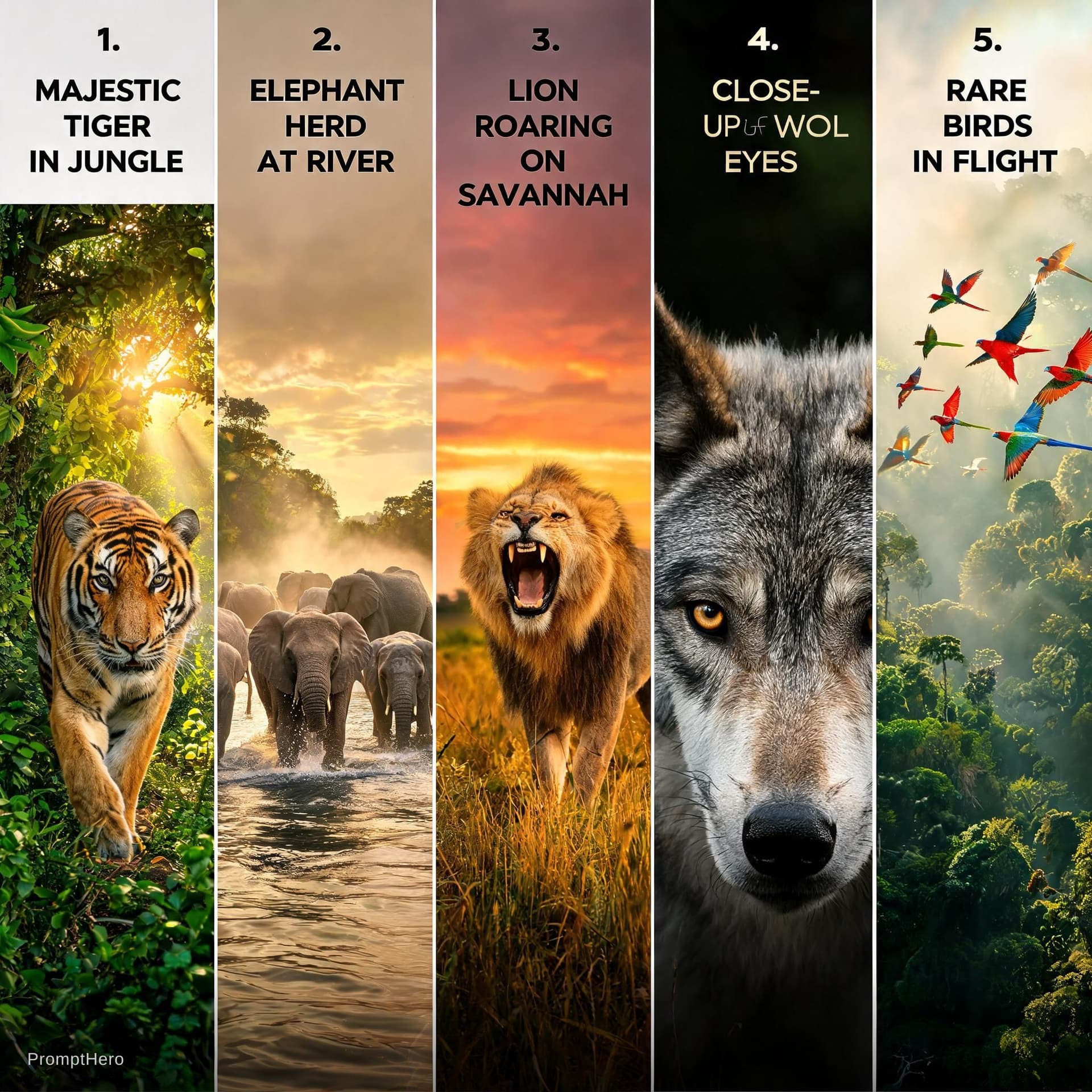 AI generated: Majestic Tiger in Jungle
"A majestic Bengal tiger walking through a dense green jungle at sunrise, c...