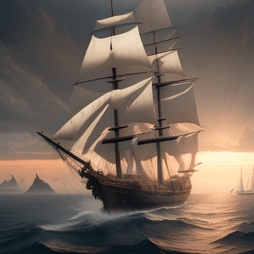 AI generated: Photo of a ultra realistic sailing ship, dramatic light, pale sunrise, cinematic lighting, battered,...