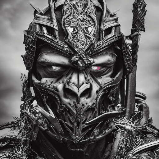 AI generated: (brutal warrior) intricate armor, intricate weapon, dark tones palette, battlefield in background::4...