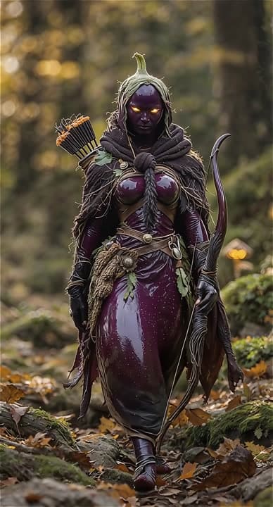 AI generated video: "A female warrior walks directly toward the camera, carrying her bow in her left hand and holding an...