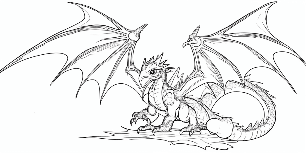 AI generated: cartoon baby bird dragon only the lines so i can paint it and fit the canvas