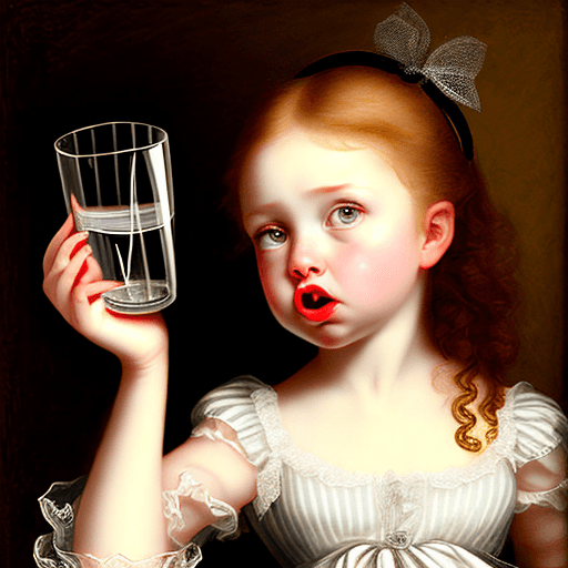 AI generated: surprised girl - empty glass.
style: baroque