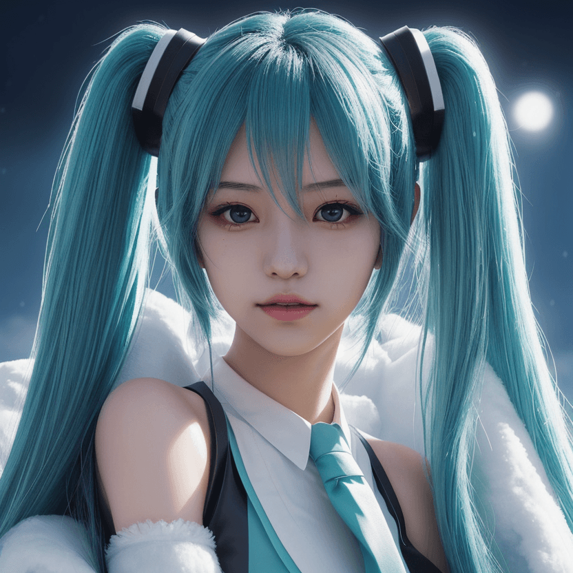AI generated: hatsune miku, a close up of a woman with long  hair, inspired by rossdraws, tumblr, , panel of black...