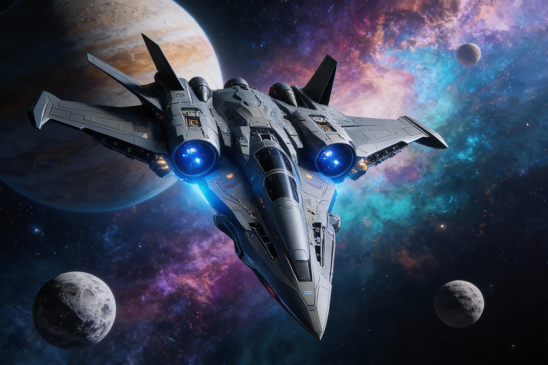 AI generated: Use Reference Images to imagine, in detail, an alien spaceship. Combine and alter specs to create a ...