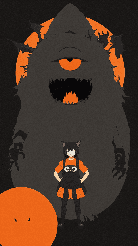 AI generated: evil Studio Ghibli 16k4d rfktrstyle"orange In a paranoid  pose in a unsettling background" --chaos 4...