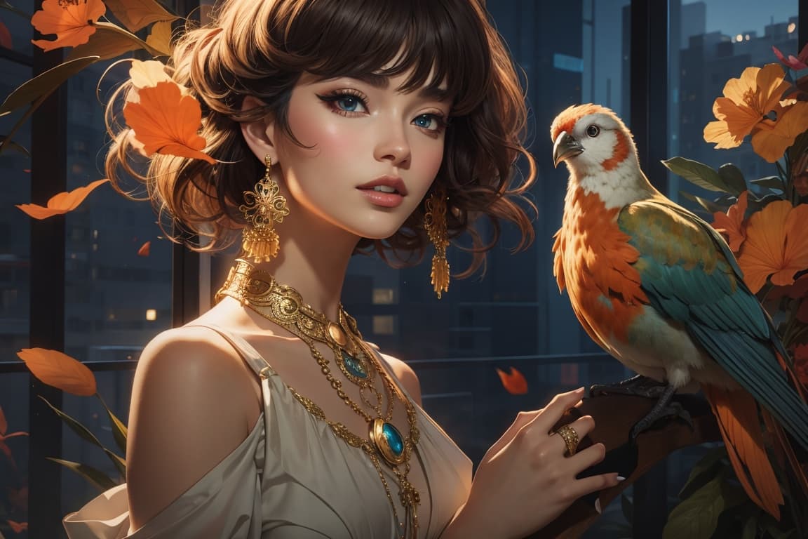 AI generated: hologram of hybrid of woman and bird, vogue aesthetic, crazy woman, model watching on viewer, gucci ...