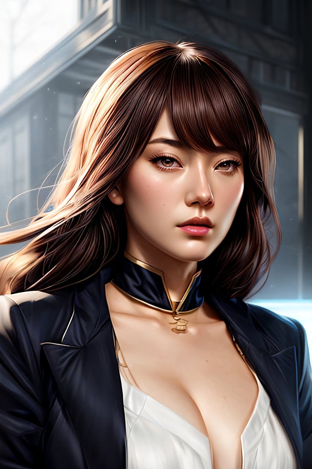 AI generated: Female, webtoon, style klshimoto, Tite kubo, eishiro oda, portrait , caricature, highly detailed, di...