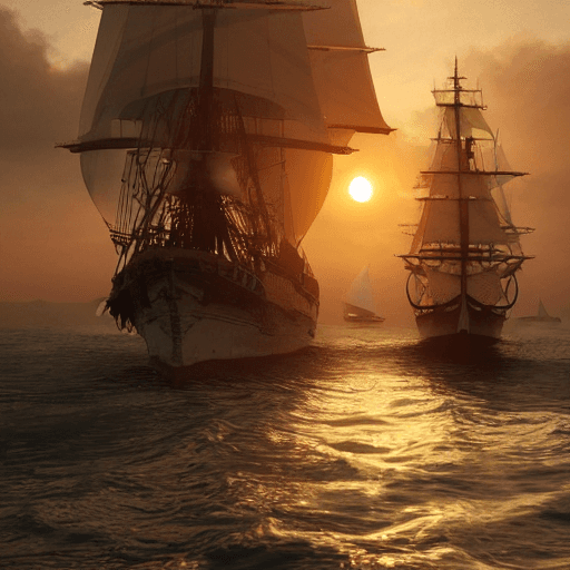 AI generated: photo of a ultra realistic sailing ship, dramatic light, pale sunrise, cinematic lighting, battered,...