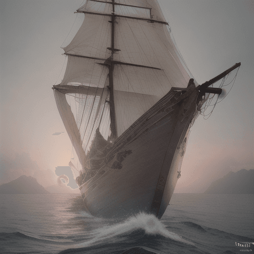 AI generated: Photo of a ultra realistic sailing ship, dramatic light, pale sunrise, cinematic lighting, battered,...