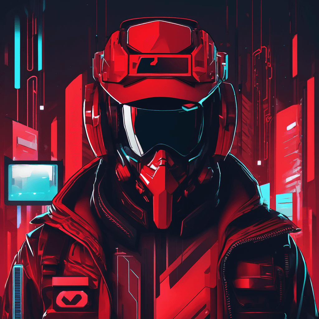 AI generated: stunning cyberpunk-inspired favicon image for a website, red tones, logo, icon, professional, simple...