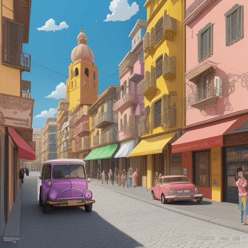 AI generated: a colorful building, in the style of intricate cityscapes, cartoon mis-en-scene, photo-realistic lan...