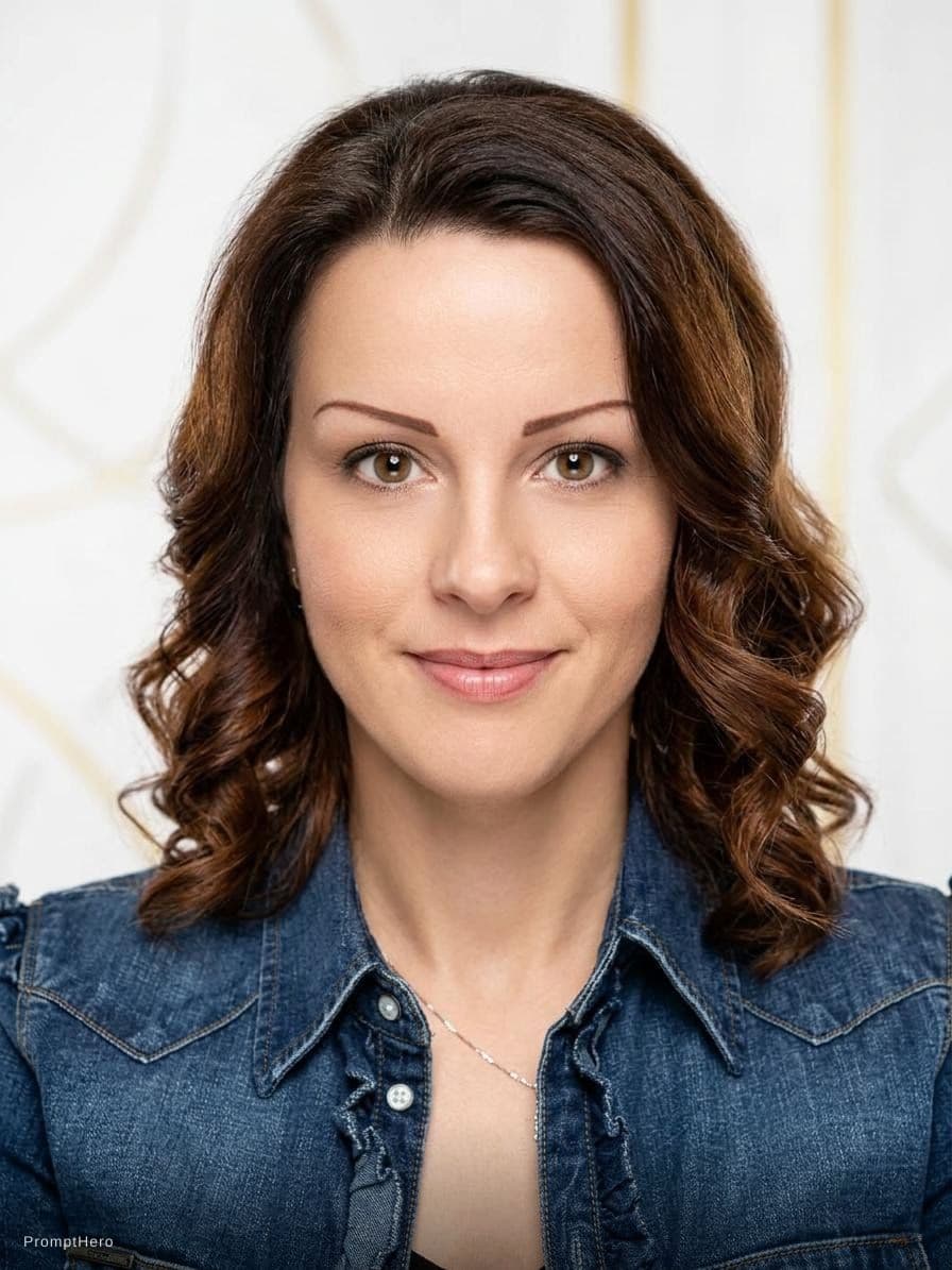 AI generated: photo of a woman age 37 years wearing curls, in the style of sleek and stylized, andrei markin, symm...