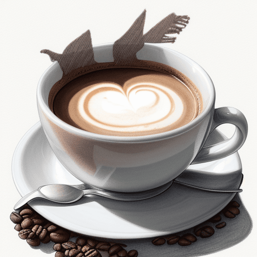 AI generated: detailed drawing of a cup of coffee in a scarf