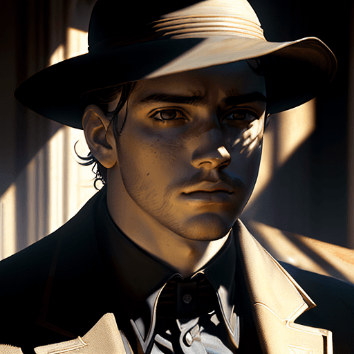 AI generated: portrait of young man with intense eyes, intricate artwork by Joaquin Sorolla, cinematic lighting, s...