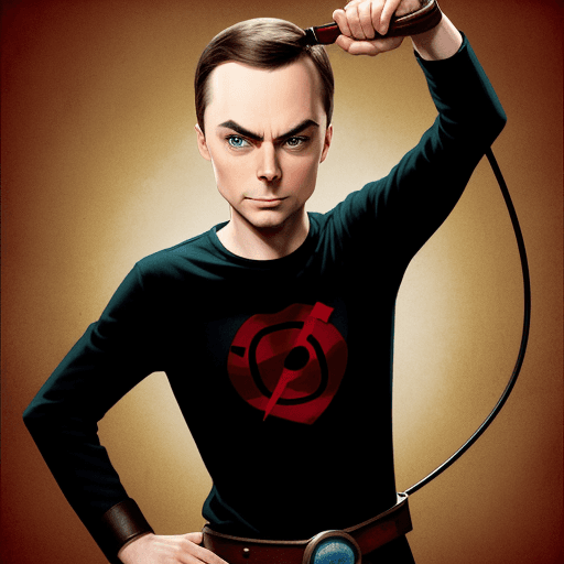 AI generated: sheldon cooper with a whip