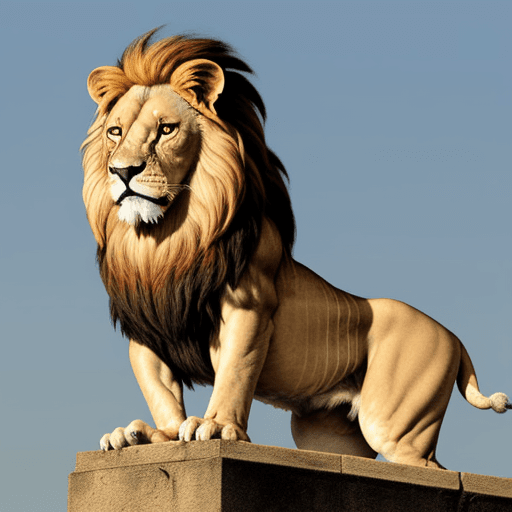 AI generated: bird on the top old lion