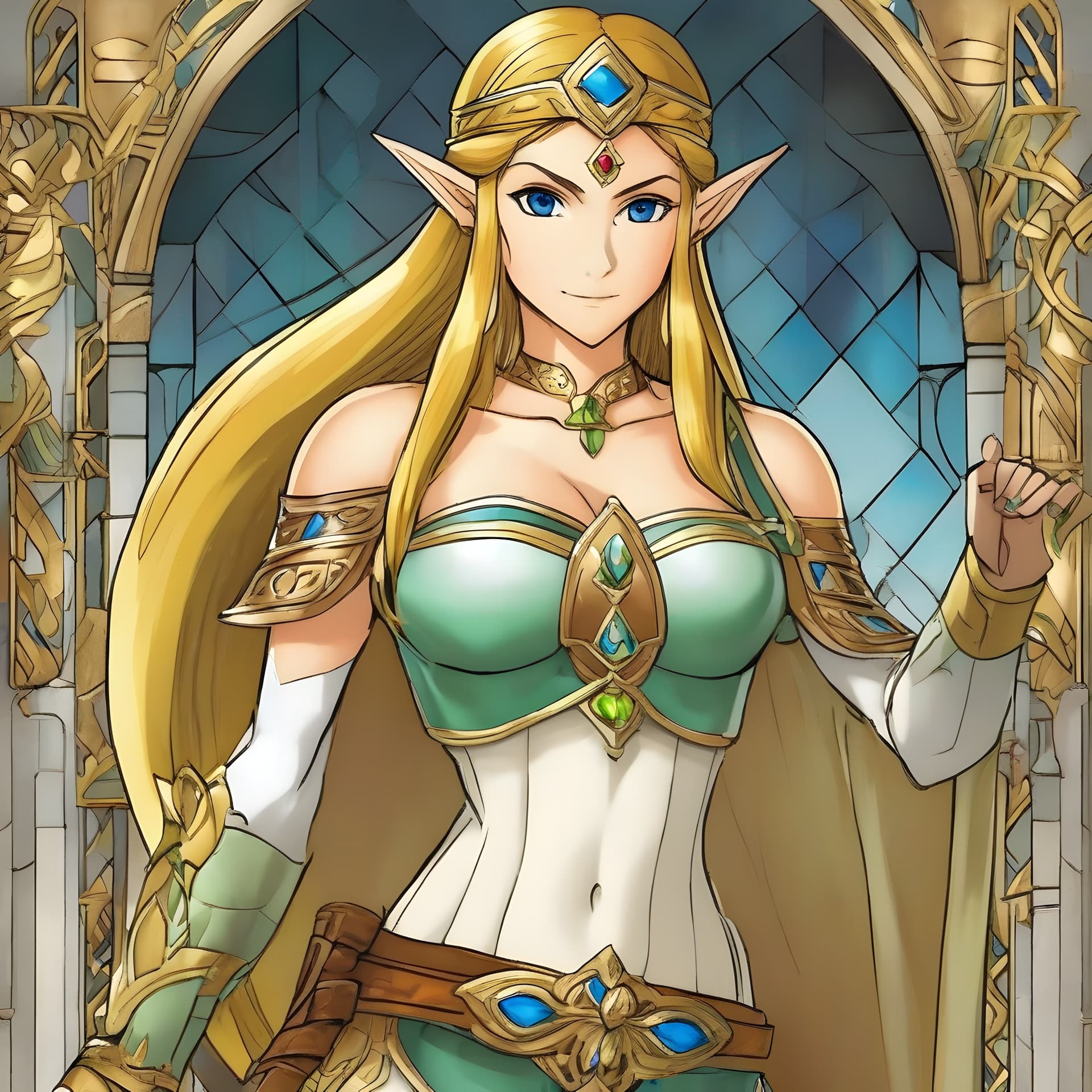 AI generated: Beautiful Princess Zelda with perfect body and face, action scene, 8k, High detail RAW color photo ,...
