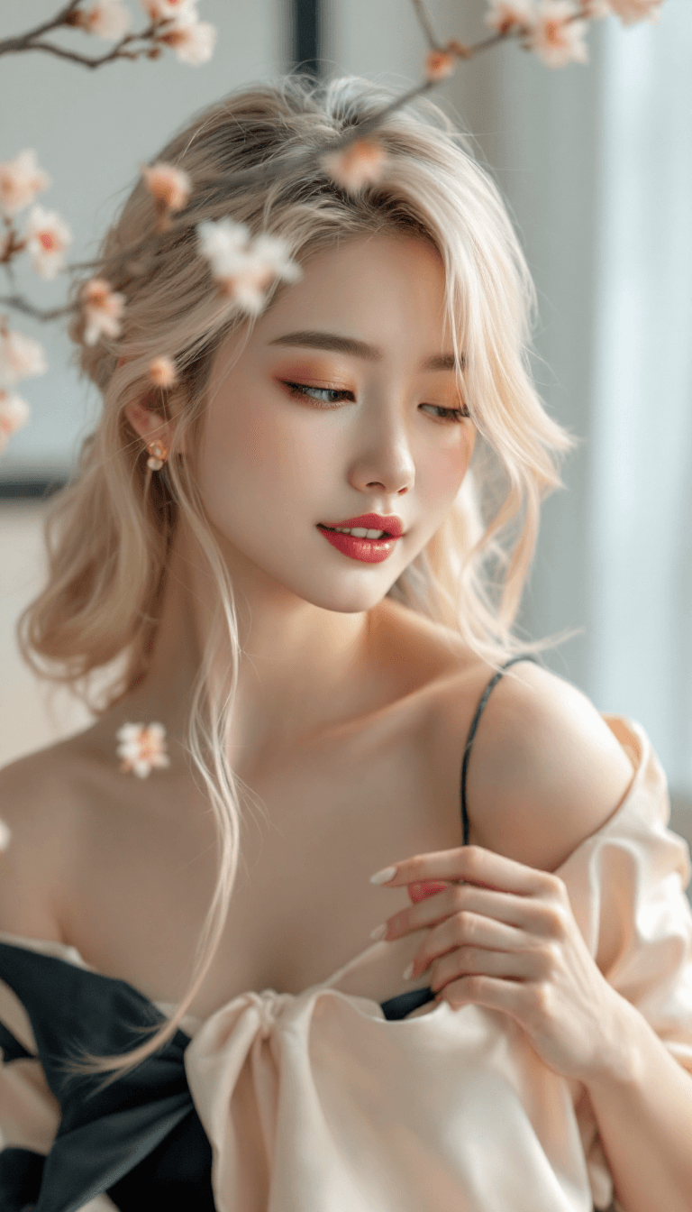 AI generated: Blond hair chines young women, gold, happy, pretty, cute --v 6.1 --ar 16:9