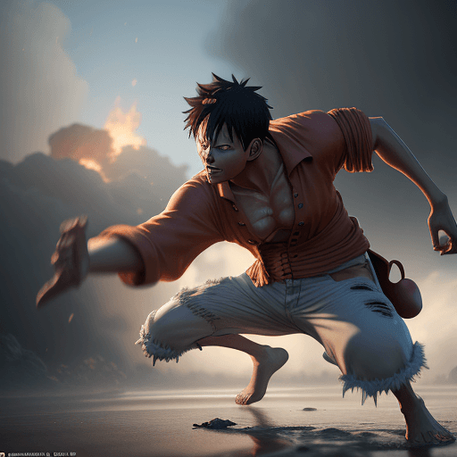 AI generated: Hyper realistic one piece character design, luffy, mist, photorealistic, octane render, unreal engin...