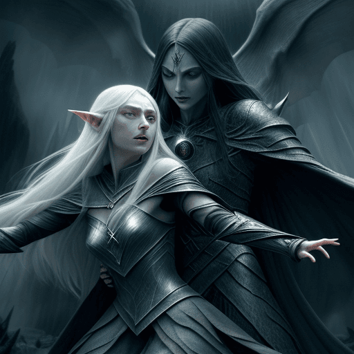 AI generated: "Generate an epic artwork depicting a fierce and climactic battle between the mighty Galadriel and t...