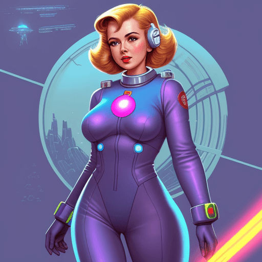 AI generated: Cute power woman retro future sci-fi