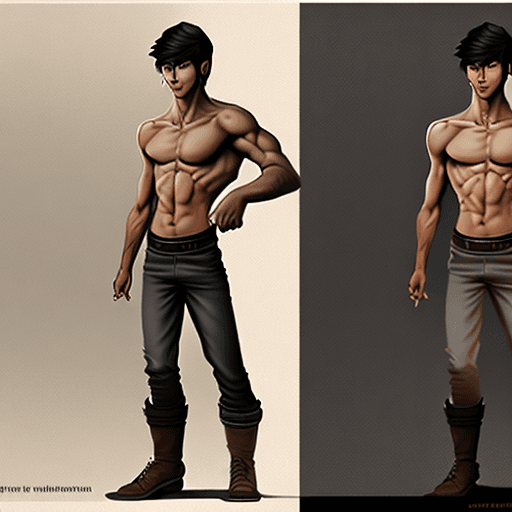 AI generated: concept design of the character concept art of Dante is a young man in his mid-20s, with a lean and ...
