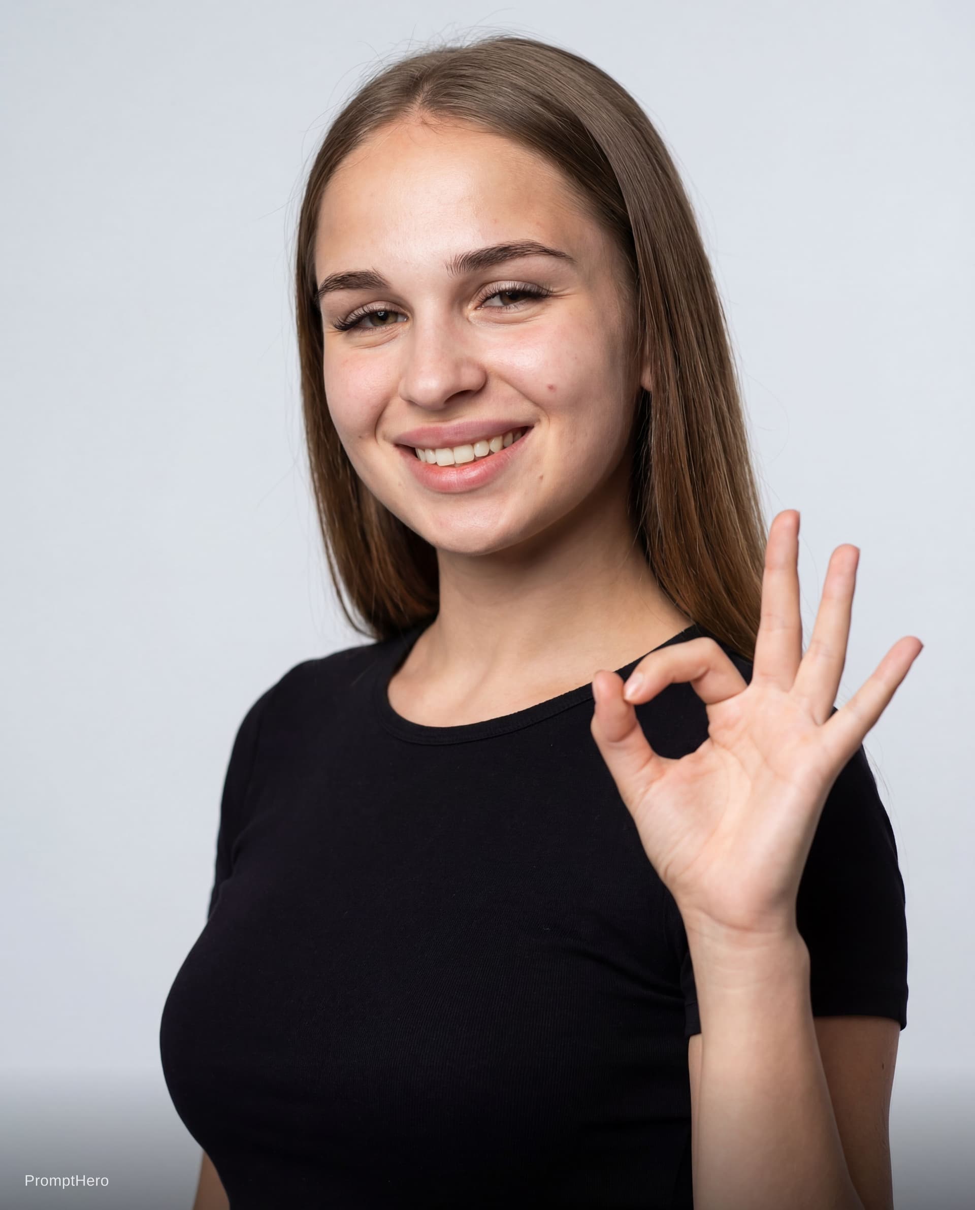 AI generated: Ultra-realistic portrait photo of my girlfriend, medium close-up, standing straight with a slight na...