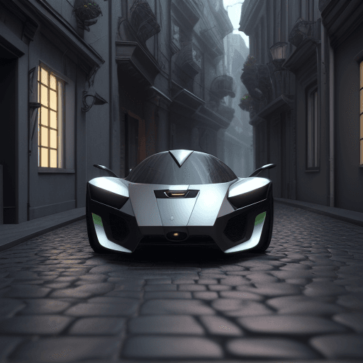 AI generated: a futuristic car is parked on a cobblestone road, a digital rendering by Grillo Demo, cg society con...